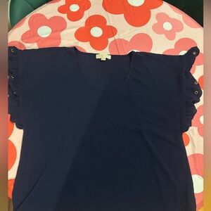 Michael Kors Midnight Blue Ruffle Sleeve Blouse